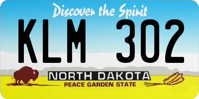ND license plate KLM302