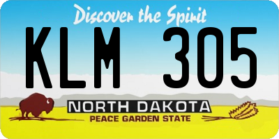 ND license plate KLM305