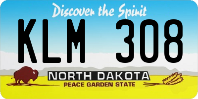 ND license plate KLM308