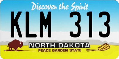 ND license plate KLM313