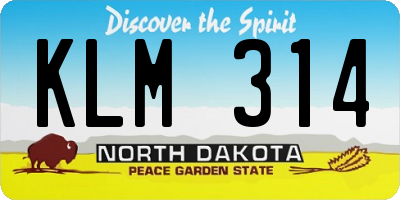 ND license plate KLM314