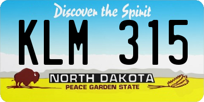 ND license plate KLM315