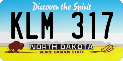 ND license plate KLM317