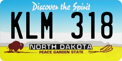 ND license plate KLM318