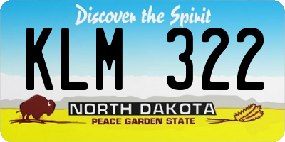 ND license plate KLM322