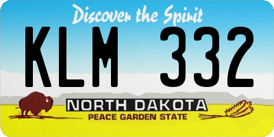 ND license plate KLM332