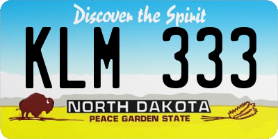 ND license plate KLM333