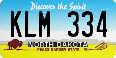 ND license plate KLM334