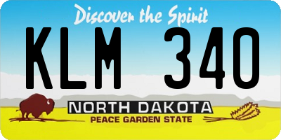ND license plate KLM340