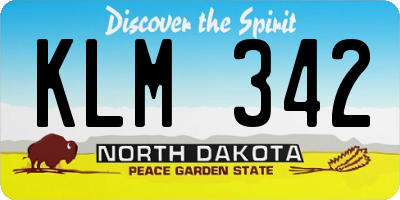 ND license plate KLM342
