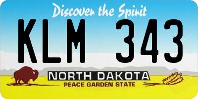 ND license plate KLM343