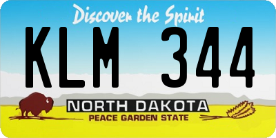 ND license plate KLM344