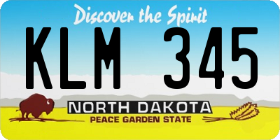 ND license plate KLM345