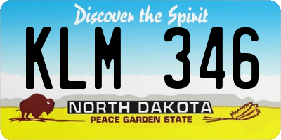 ND license plate KLM346
