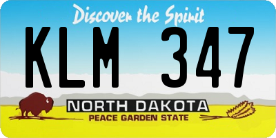 ND license plate KLM347