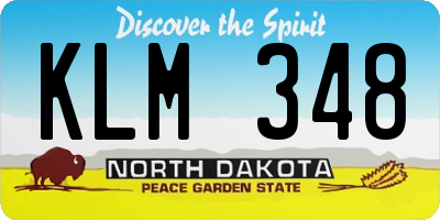 ND license plate KLM348