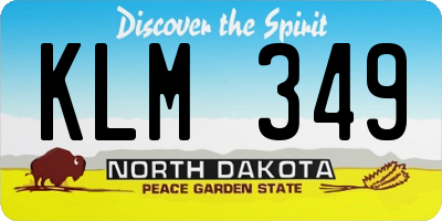 ND license plate KLM349