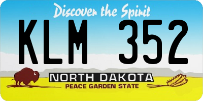 ND license plate KLM352