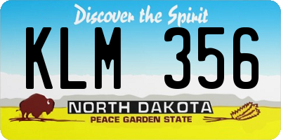 ND license plate KLM356