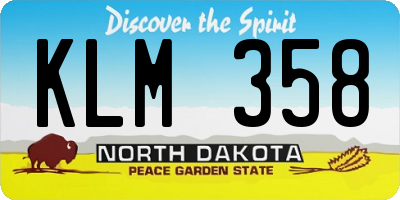 ND license plate KLM358