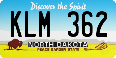 ND license plate KLM362