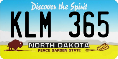 ND license plate KLM365