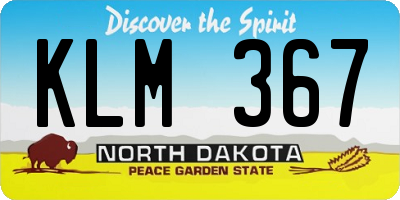 ND license plate KLM367