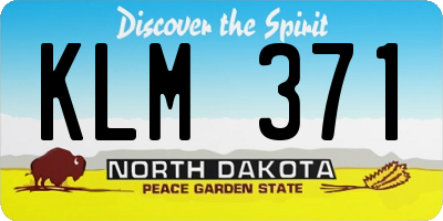 ND license plate KLM371
