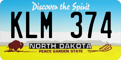 ND license plate KLM374