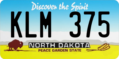 ND license plate KLM375