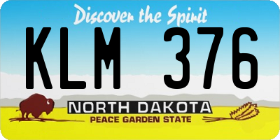 ND license plate KLM376