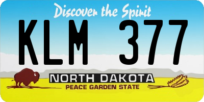 ND license plate KLM377