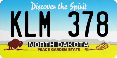 ND license plate KLM378