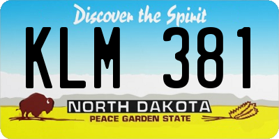 ND license plate KLM381