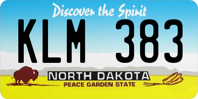 ND license plate KLM383
