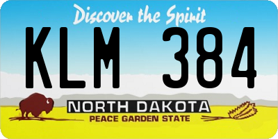 ND license plate KLM384