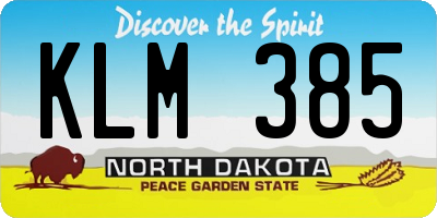ND license plate KLM385