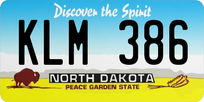 ND license plate KLM386