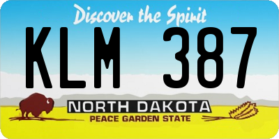 ND license plate KLM387