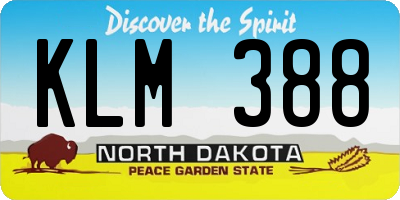 ND license plate KLM388