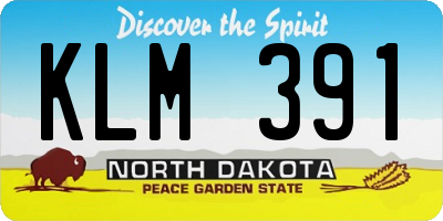 ND license plate KLM391