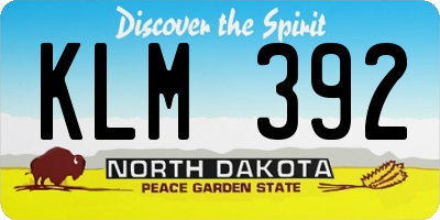 ND license plate KLM392