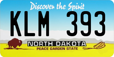 ND license plate KLM393