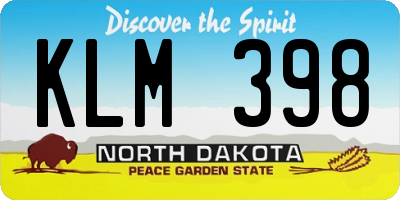 ND license plate KLM398