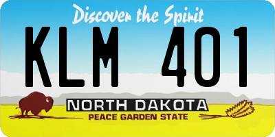 ND license plate KLM401
