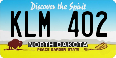 ND license plate KLM402