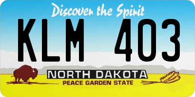 ND license plate KLM403