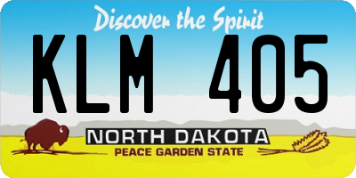 ND license plate KLM405