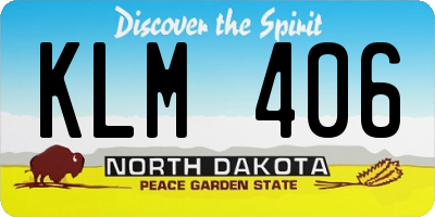 ND license plate KLM406