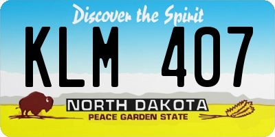 ND license plate KLM407